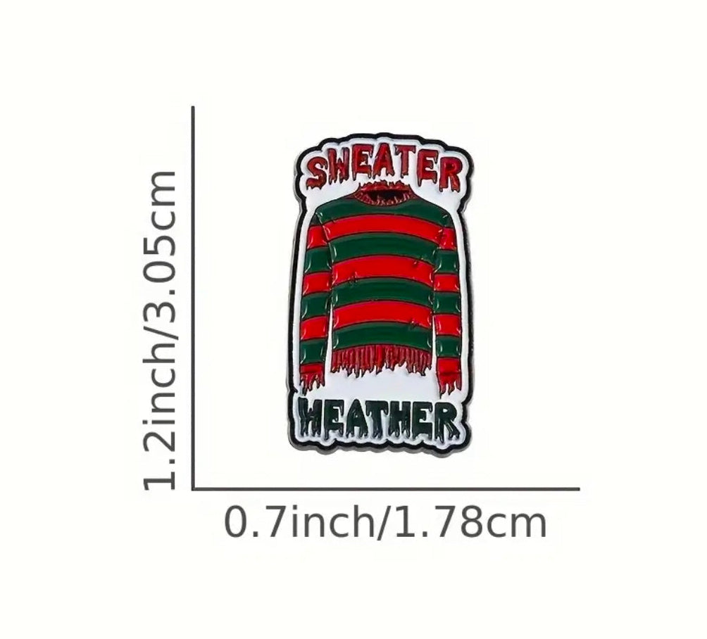 Sweater Weather Horror Pin