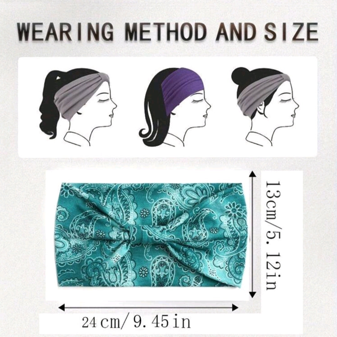 Paisley Boho Knot Headband-Teal