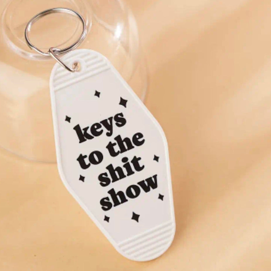 Keys to the Shit Show Keychain-White