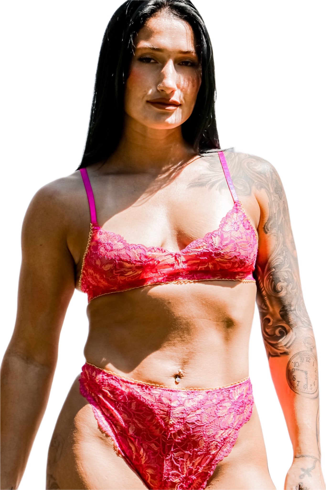 kilo brava pink and peach lace bralette front view