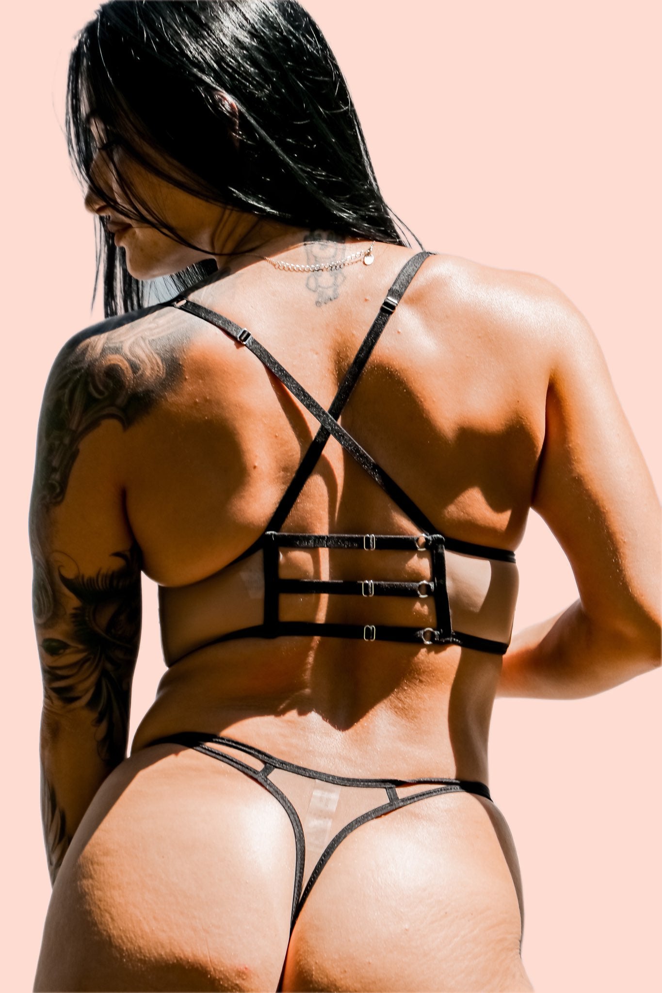 thistle and spire medusa sheer bralette with snake embroidery back closure view