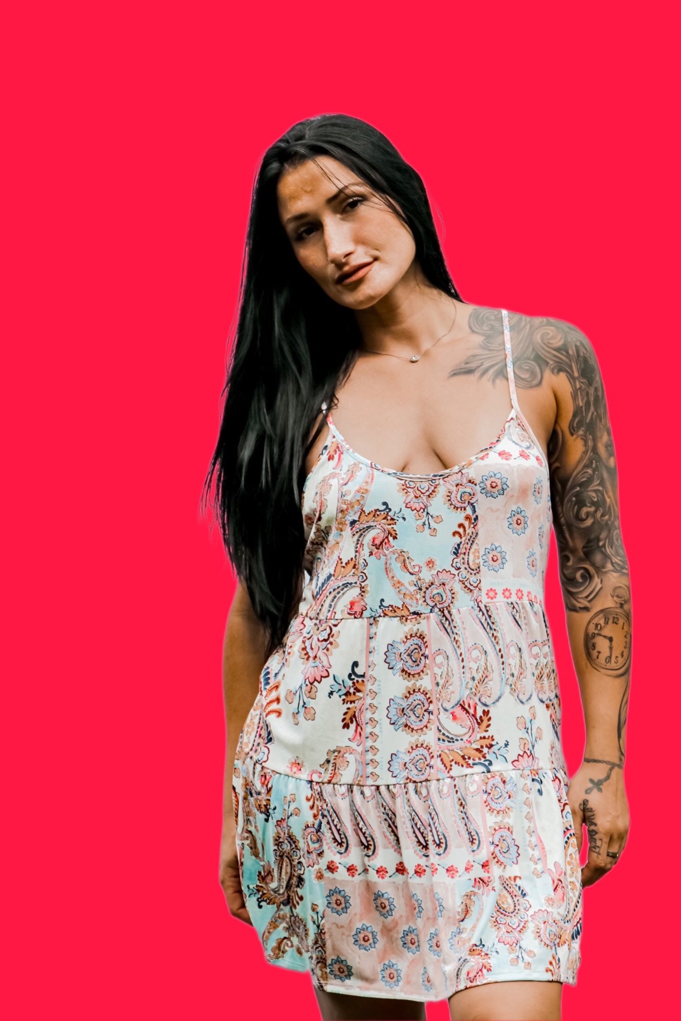 pale peach paisley nightgown front view