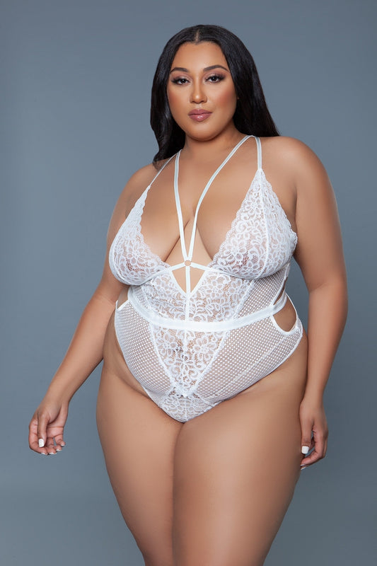 BeWicked Classic Elise Bodysuit with a Sexy Twist-White