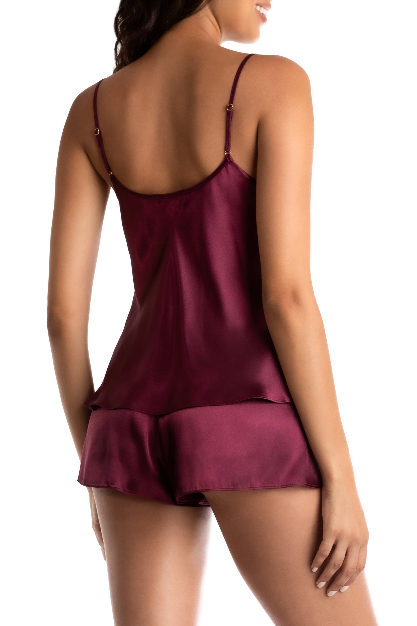 In Bloom Satin Cami Set-Mulberry Red