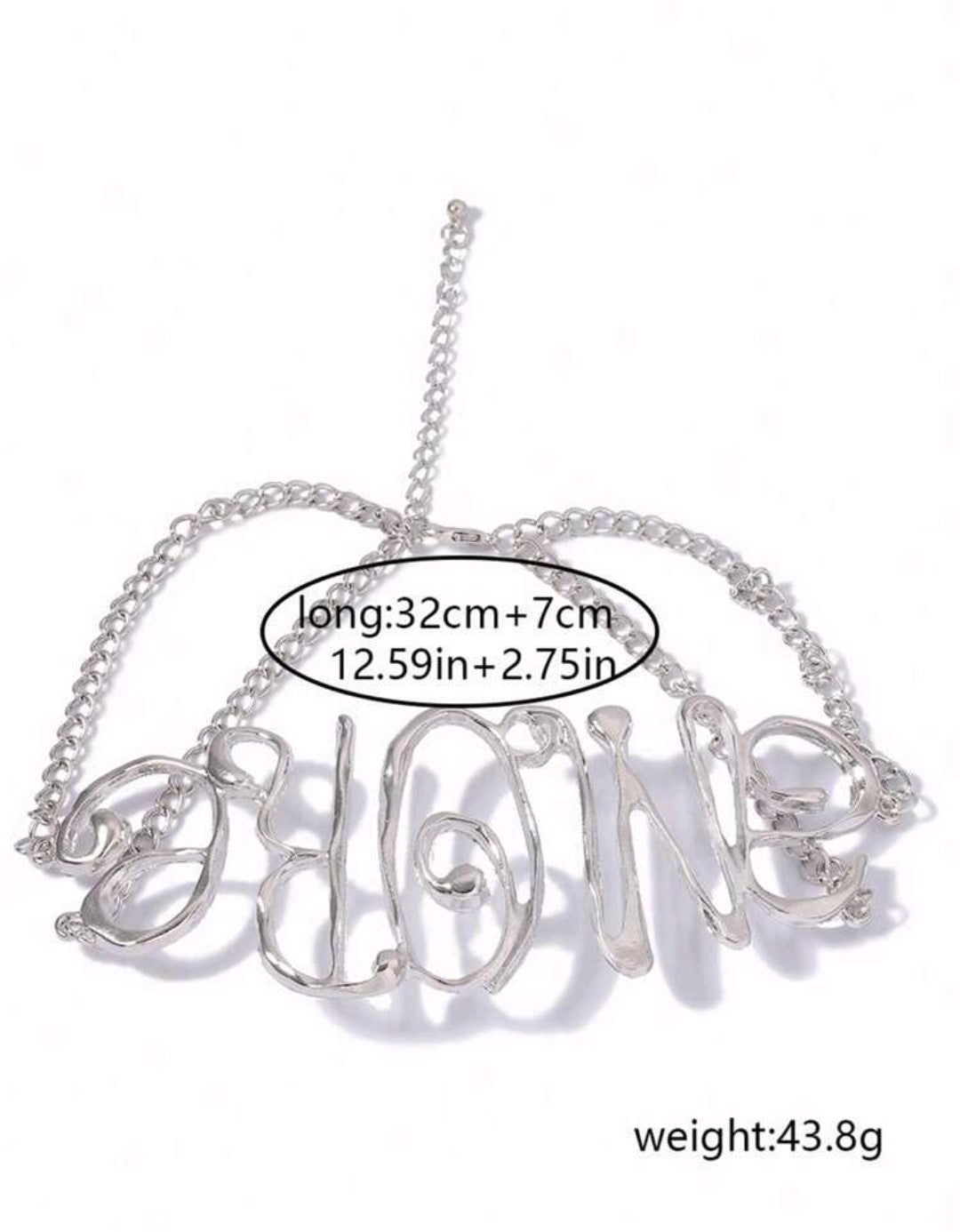 Hip-Hop Style Women's Hollow Out Letter Necklace-Silver Amore