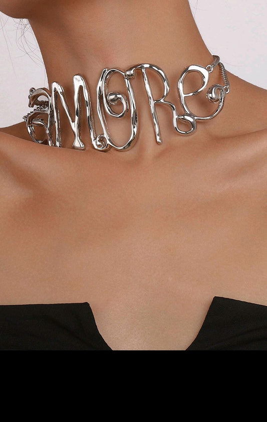 Hip-Hop Style Women's Hollow Out Letter Necklace-Silver Amore