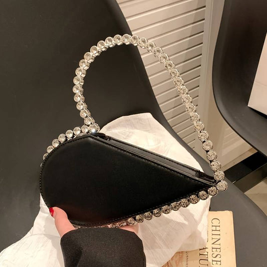 Elegant Heart Shaped Evening Bag-Black