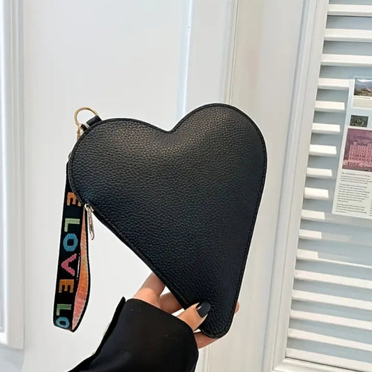 Heart Shaped Wristlet-Black