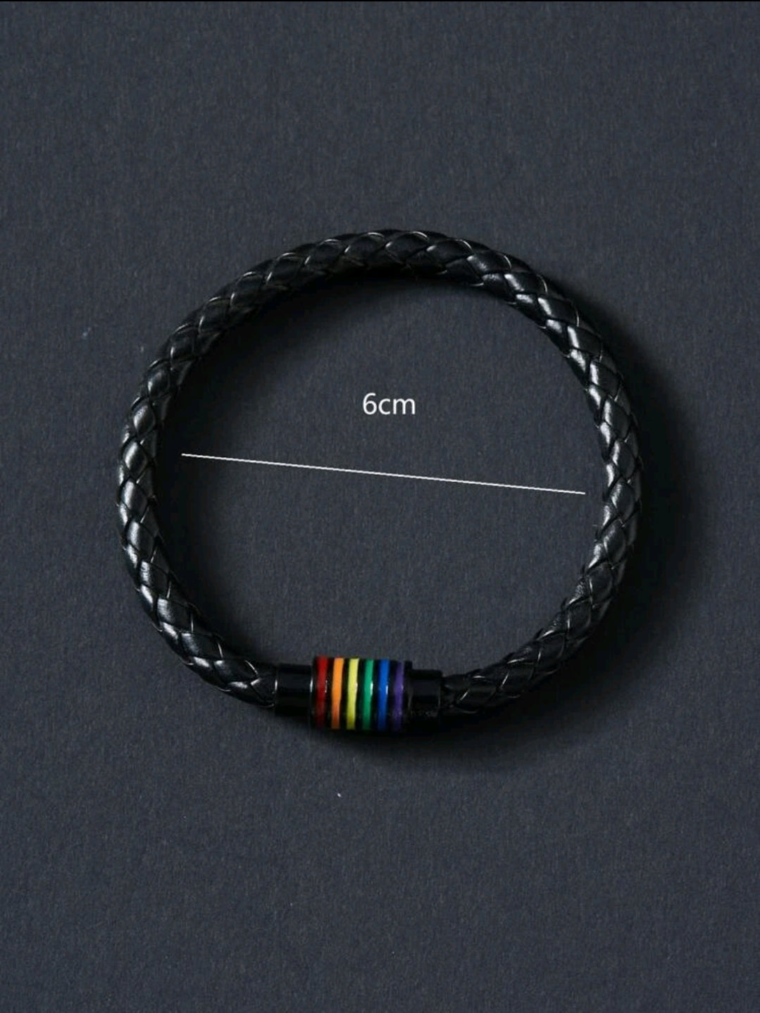 LGBT Rainbow Striped Pattern Bracelet-Black