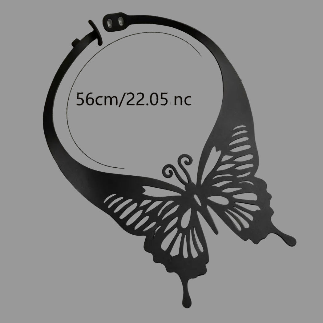 Butterfly Faux Leather Collar Choker Necklace