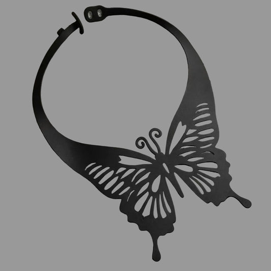 Butterfly Faux Leather Collar Choker Necklace