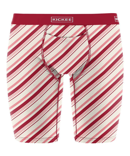 KicKee Men's Long Boxers with Top Fly-Candy Cane Stripes