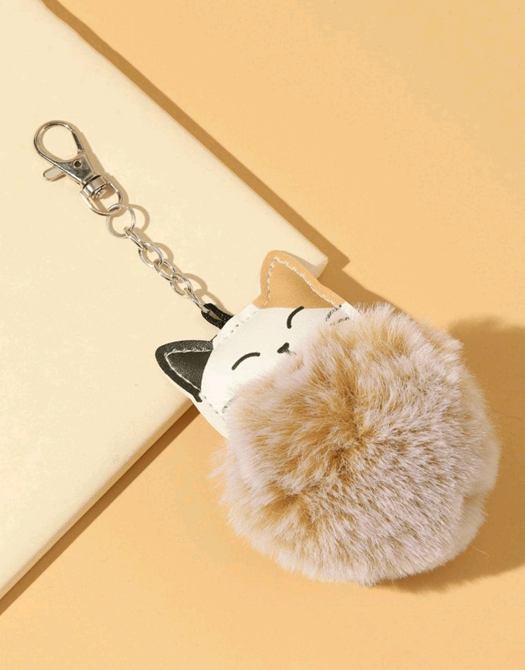 Cat Pom Pom Keychain