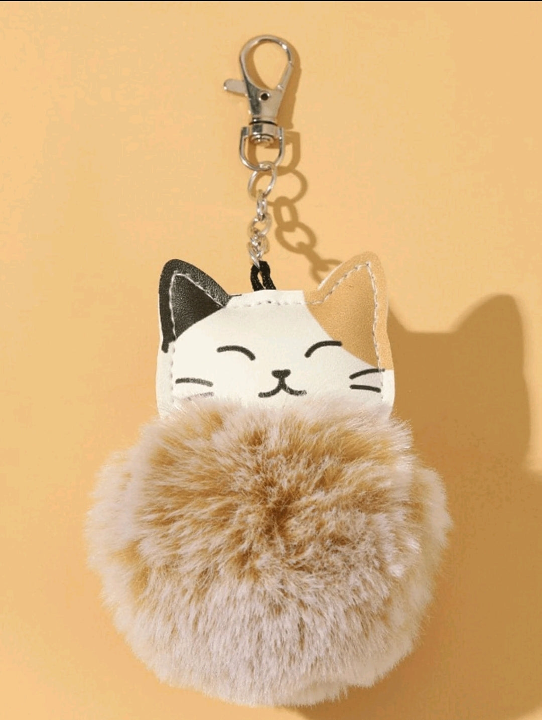 Cat Pom Pom Keychain