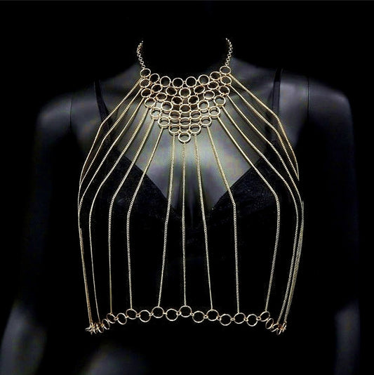 Crop Top Multilayered Gold Body Chain