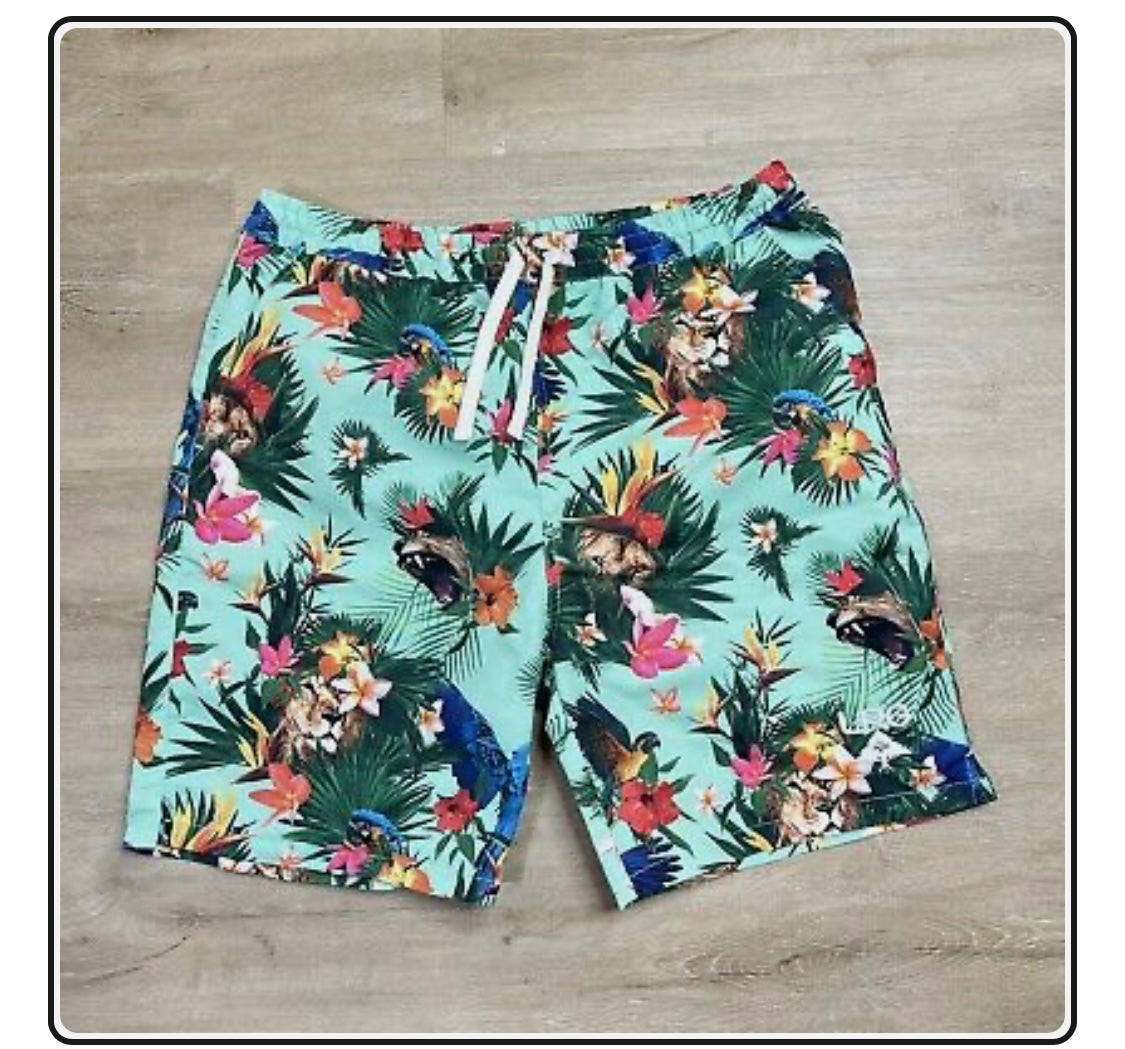 LRG (Limited Research Group) Swim Shorts-Colorful Tropical Jungle