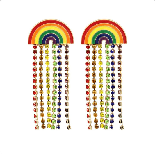 Pride Rhinestone Rainbow Earrings