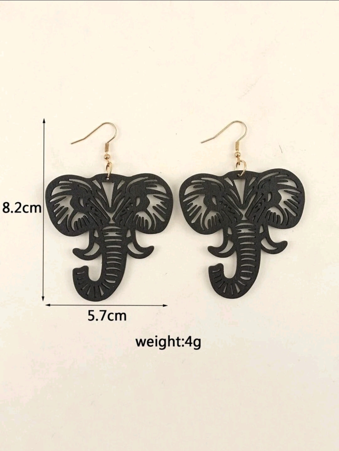 Wooden Elephant Cutout Earrings