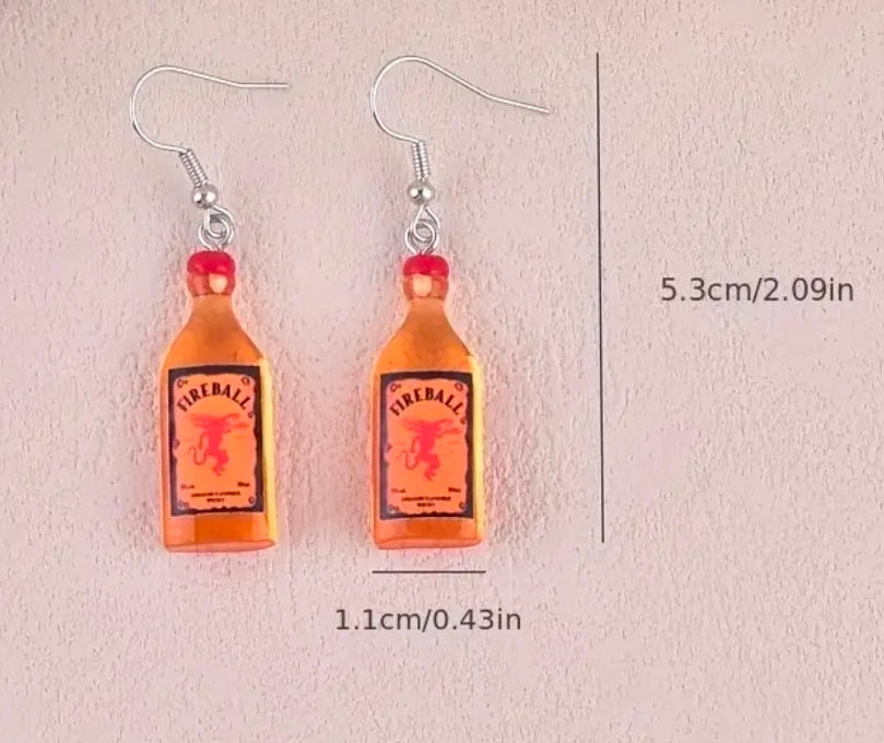 Whiskey Bottle Earrings-Silver