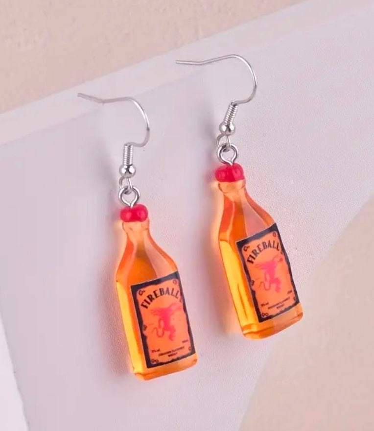 Whiskey Bottle Earrings-Silver