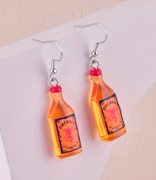 Whiskey Bottle Earrings-Silver