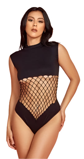 Nothing To Hide Seamless Black Fishnet Teddy