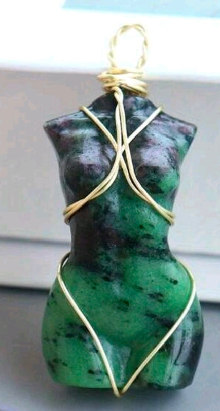 Natural Crystal Goddess Pendant Necklace-Epidote