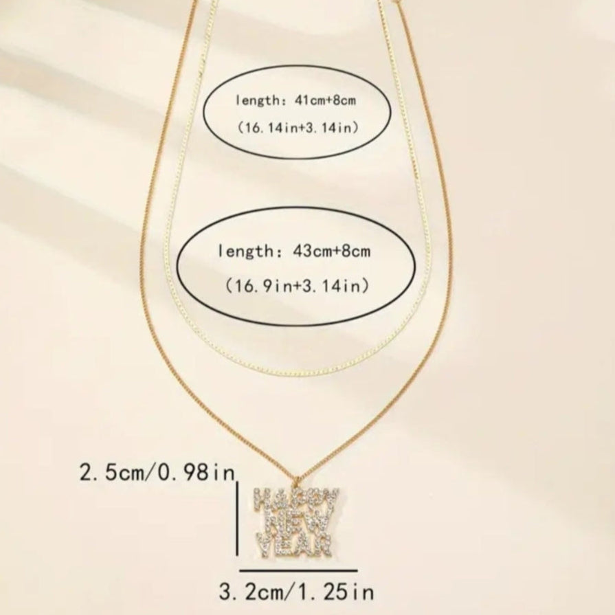 Happy New Year Gold Necklace