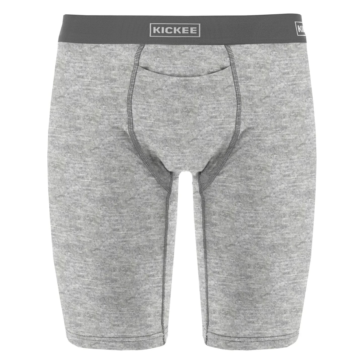 Kickee Boxer largo para hombre con bragueta superior-gris jaspeado