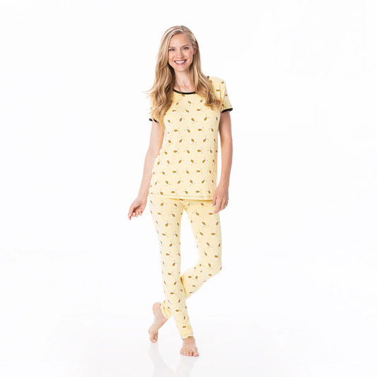 Kickee Conjunto de pijama ajustado de manga corta para mujer-Wallaby Bees