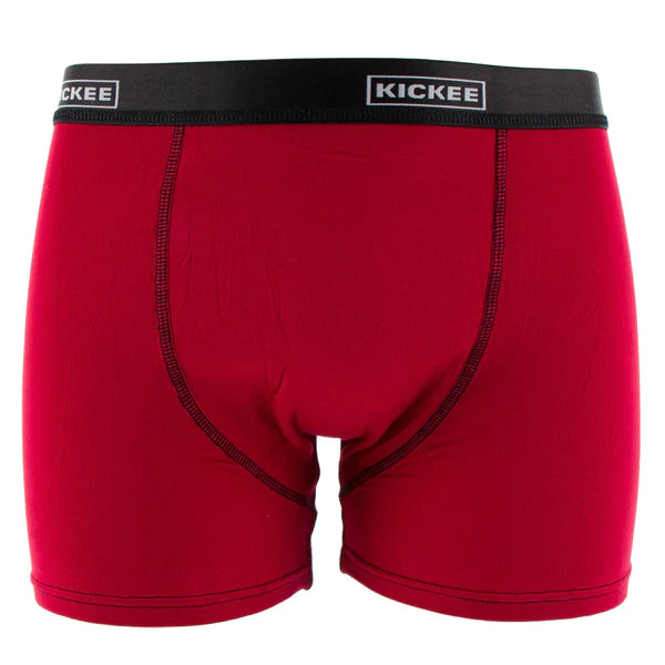 KicKee Men's Solid Boxer Briefs-Candy Apple Red