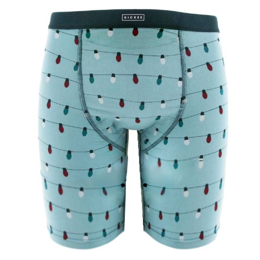 KicKee Men's Long Boxers with Top Fly-Iceburg Holiday Lights