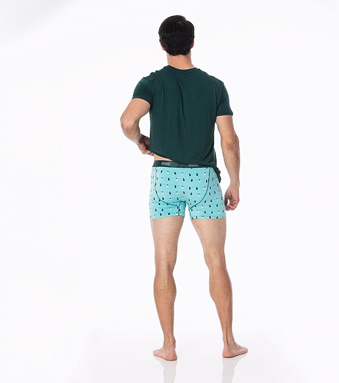 KicKee Men's Long Boxers with Top Fly-Iceburg Holiday Lights