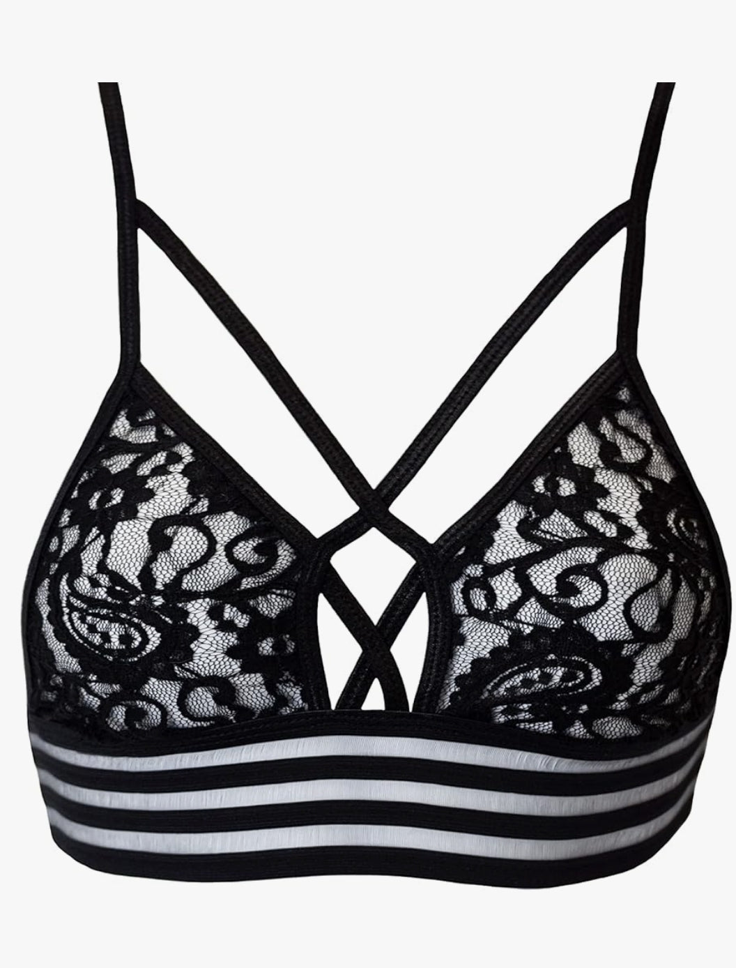 Signature Lace Semi-Sheer Adjustable Waterfall Bralette-Black