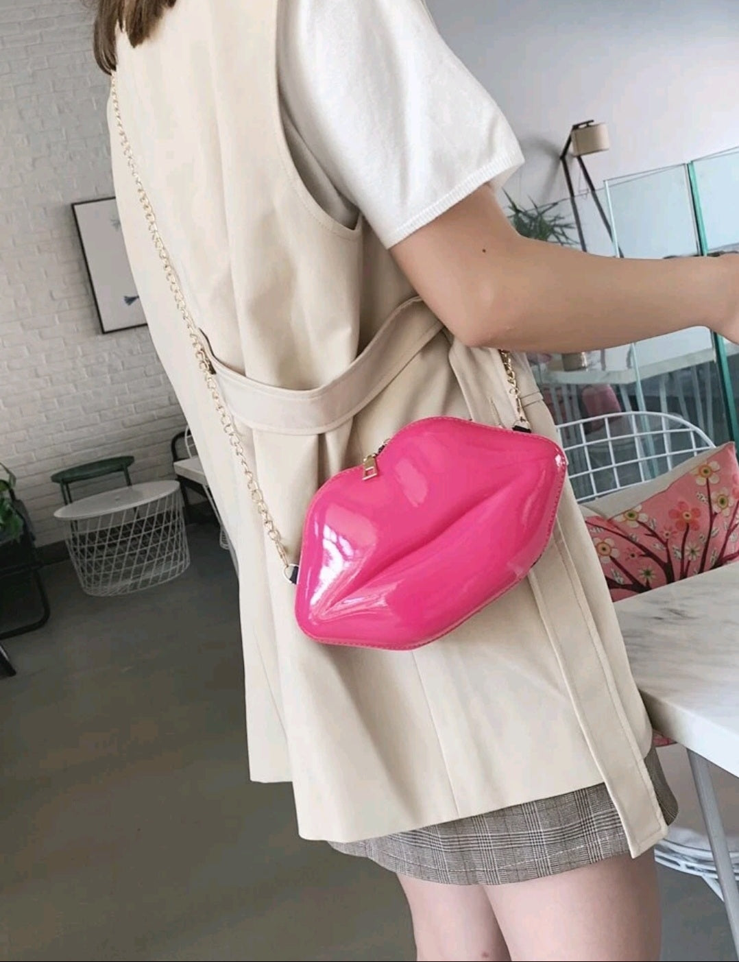 Lips Crossbody Bag-Hot Pink