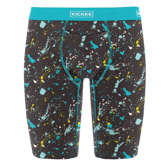 KicKee Men's Long Boxers with Top Fly-Confetti Splatter