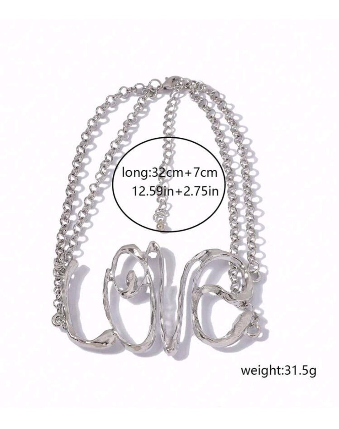 Hip-Hop Style Women's Hollow Out Letter Necklace-Silver Love