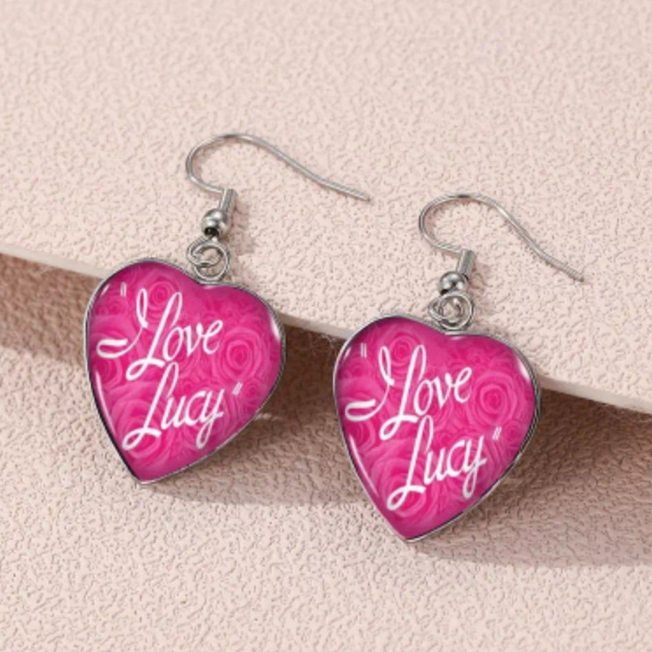 1950's Popular Sitcom Pink Heart Shaped Earrings