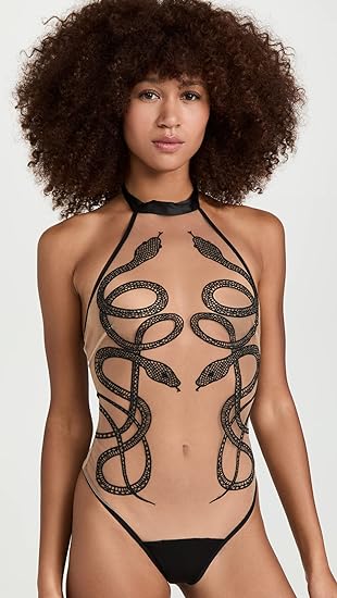Thistle & Spire Medusa Bodysuit-Black and Butterscotch