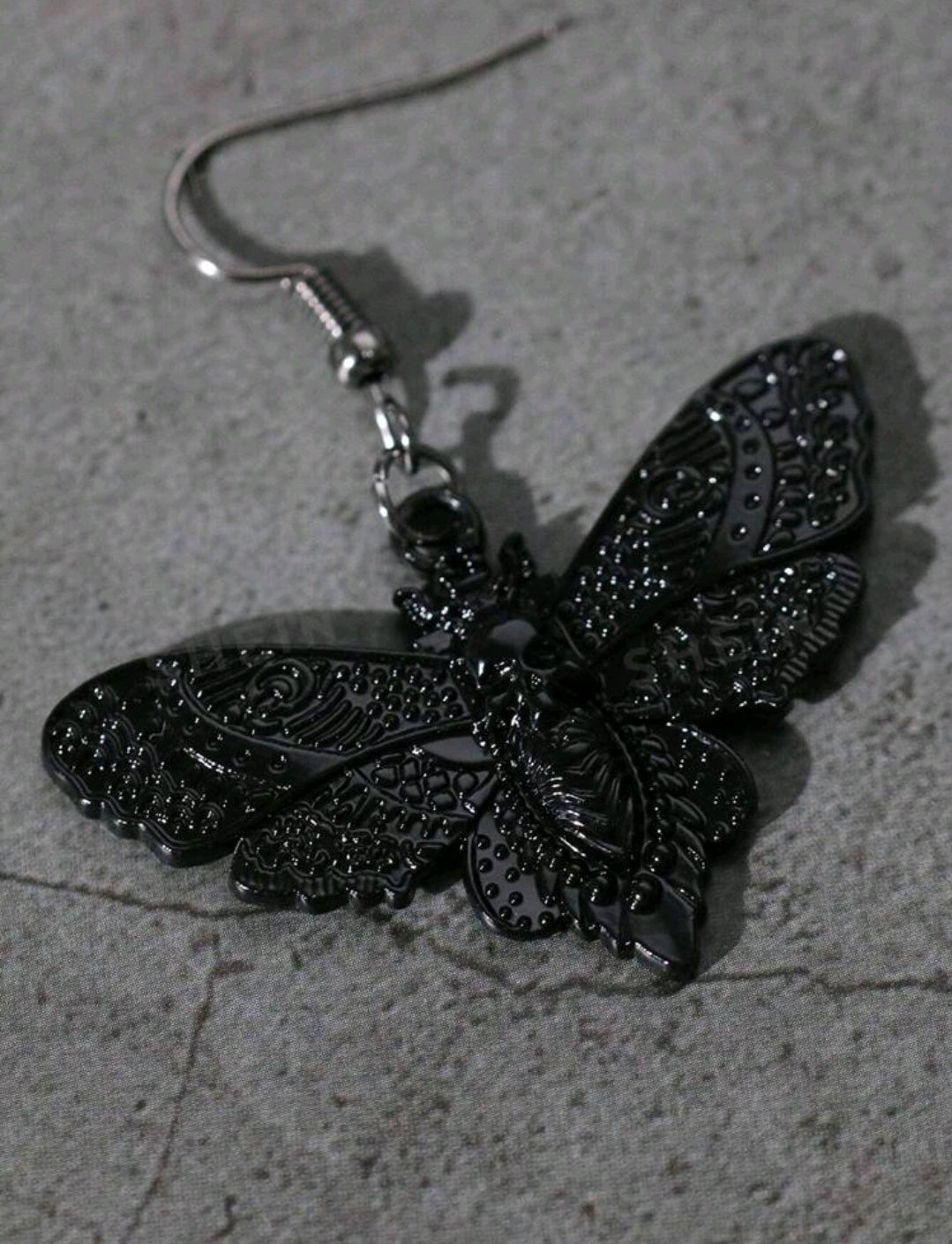 Gothic Black Moth Pendant Earrings