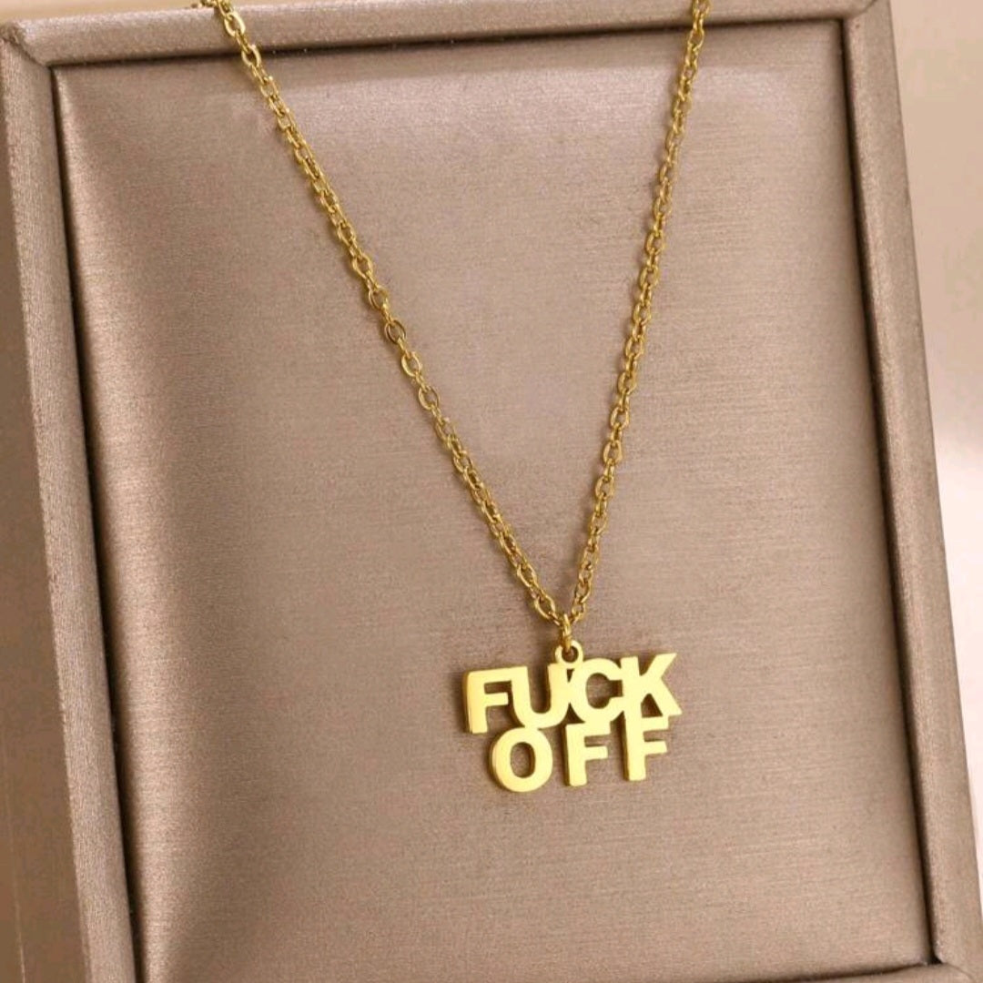 Fuck Off Necklace-Gold