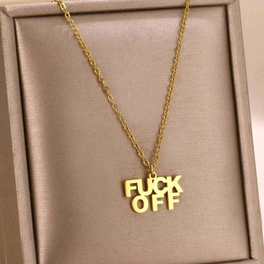 Fuck Off Necklace-Gold