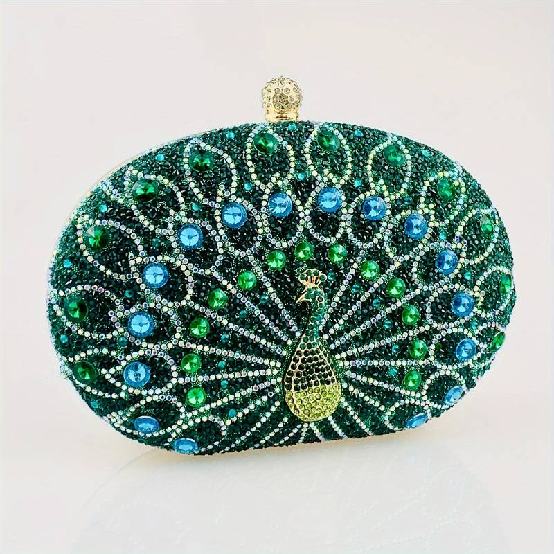 Peacock Rhinestone Evening Bag