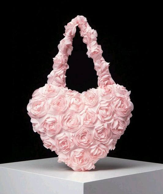 Elegant Rose Patterned Handbag-Pink