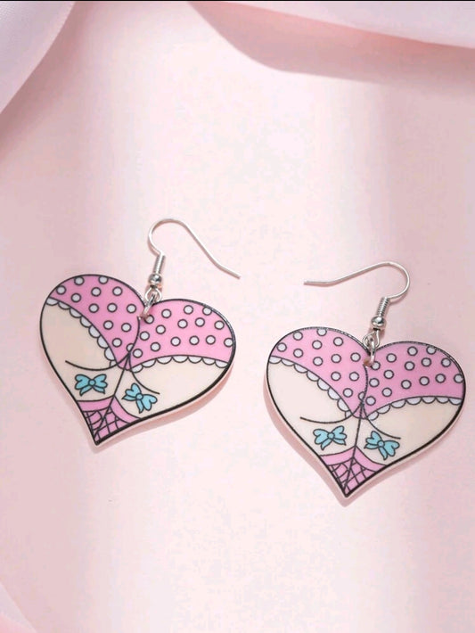 Novelty Sexy Acrylic Buttock Shaped Colorful Earrings-Pink