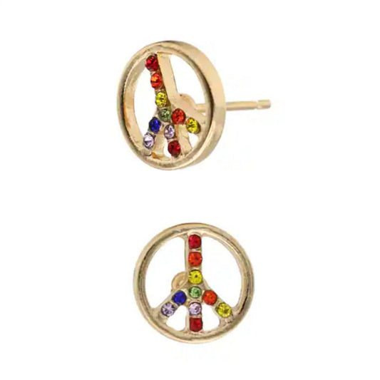 Pride Peace Shaped Post Back Earrings
