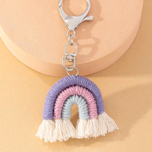 Rainbow Tassel Keychain-Purple