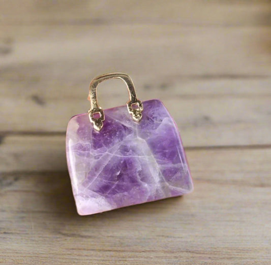 Natural Crystal Miniature Handbag-Amethyst