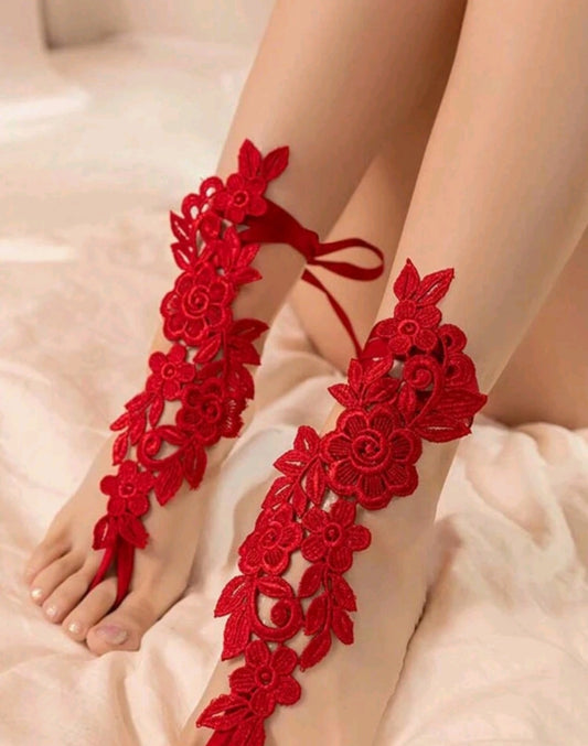 Seductive Sexy Lace Stocking Accessories-Red