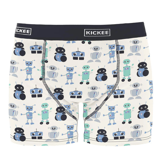 KicKee Men's Boxer Briefs-Natural Robots